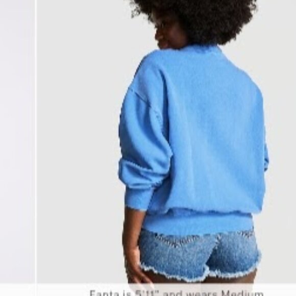 Victoria's Secret PINK Ivy Fleece Quarter-Zip Sweatshirt Dream On Blue Small - Picture 3 of 4